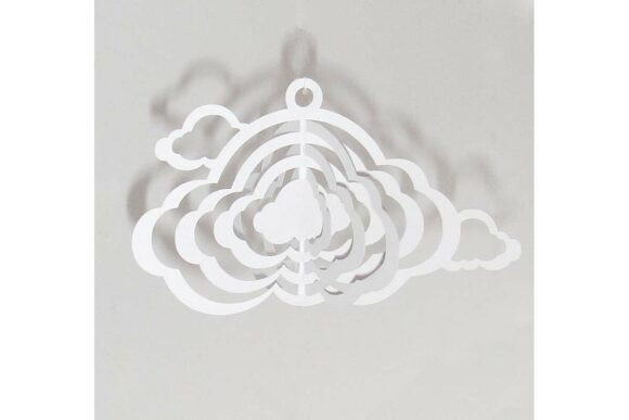 3D Cloud Wind Spinner Decor Mobile SVG