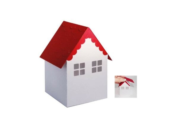 3D House Shaped Paper Favor Box SVG