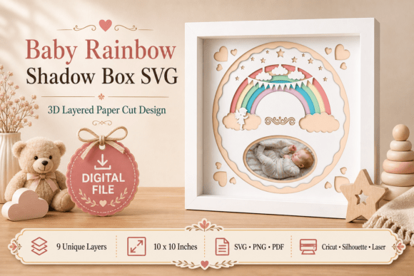 3d Layered Baby Rainbow Shadow Box Frame: 3D SVG and Shadow Boxes Review