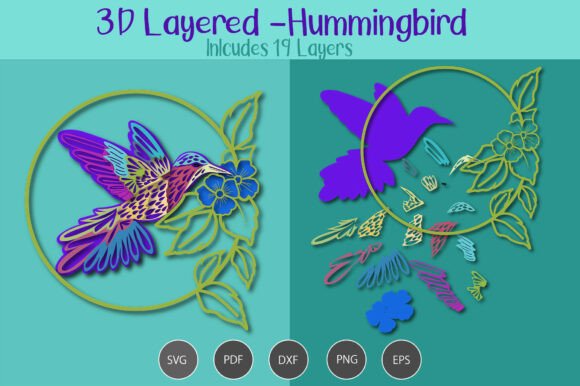 3D Layered Hummingbird: 3D SVG for Kids Crafts