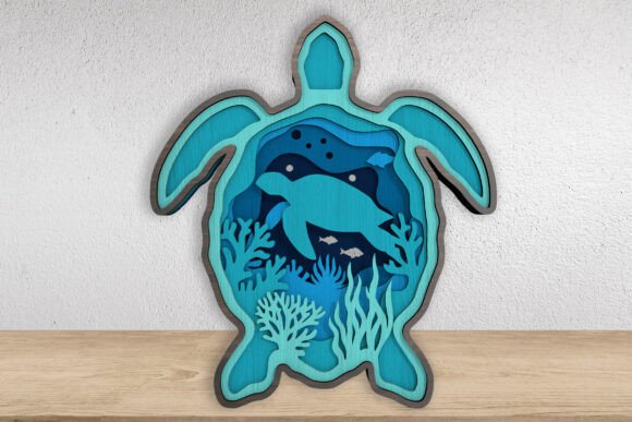3D Layered Sea Turtle Laser Cut File: 3D SVG & Other