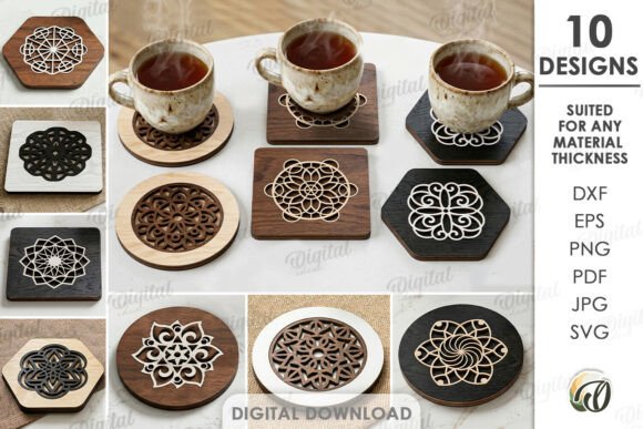 3D Mandala Coasters Laser Cut Bundle for Other Home Decor and Laser Cutting