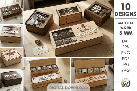 3D Men Accessories Boxes Bundle Lasercut
