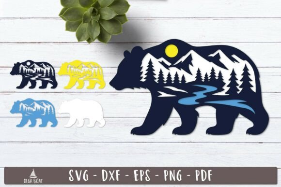 3d Mountain Bear Layered SVG Design for Animals Content