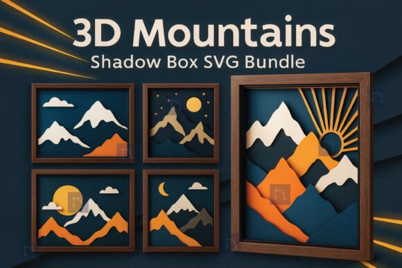 3D Mountains Shadow Box SVG Bundle: Freebies for Crafters