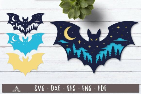 3d Night Bat Layered SVG Design