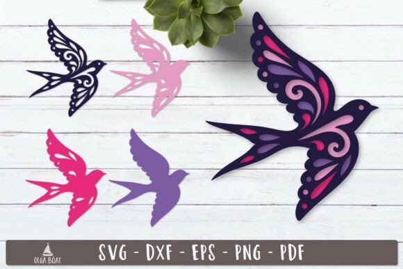 3d Swallow Bird Layered SVG Design