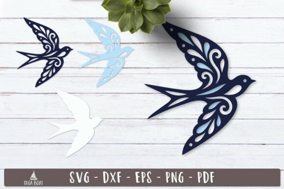 3d Swallow Layered SVG Flying Bird