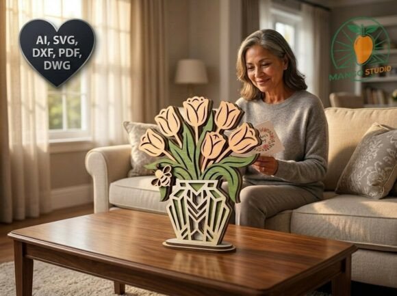3mm 3D Tulip Vase Laser Cut SVG DXF