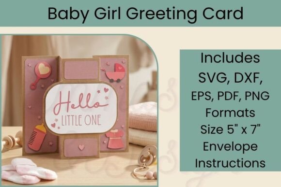 Baby Girl Card SVG, 3D Pop out Card