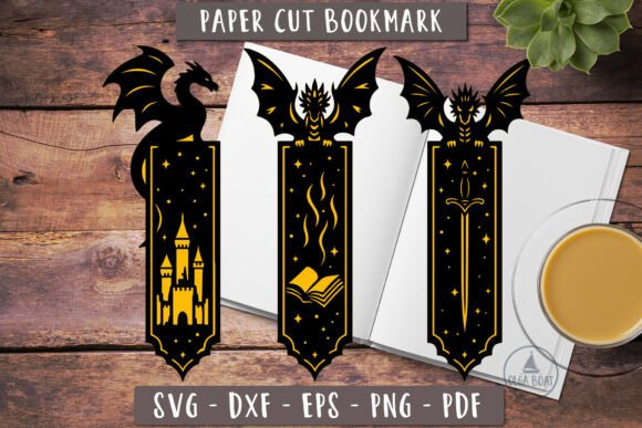 Dragon Bookmarks SVG 3d Fantasy Bookmark Graphics in Crafts