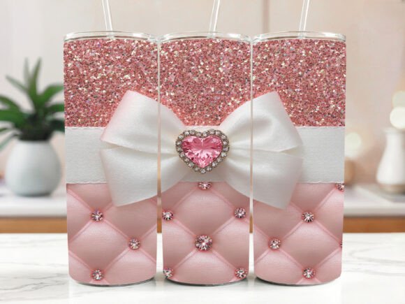 Half Soft Pink Glam 3D Tumbler Wrap PNG Graphics Review