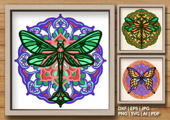 Insect Mandala 3D Shadow Box Bundle Laye for Packaging