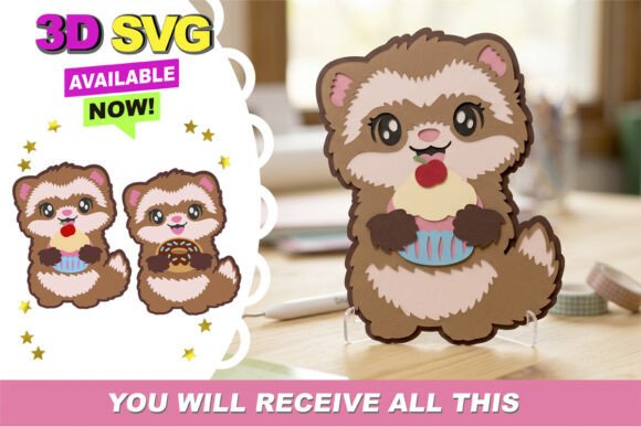 Kawaii Ferret Treats 3D SVG: A Designer’s Review for Modern Design Projects