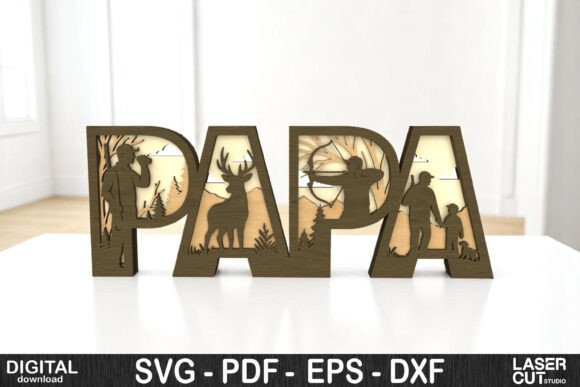 Papa Hunting Archery 3D Layered Sign