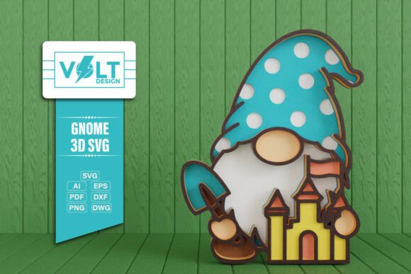 Summer Gnome 3D SVG Multilayered Cut