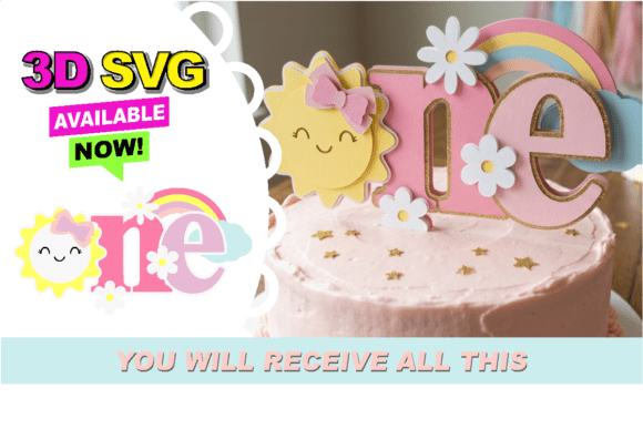 Sunshine First Birthday 3D SVG for Birthdays