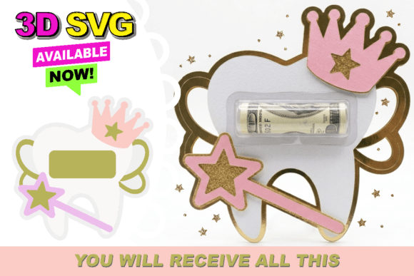 Tooth Fairy Money Holder 3D SVG for Fantasy And Fairy Tales Branding